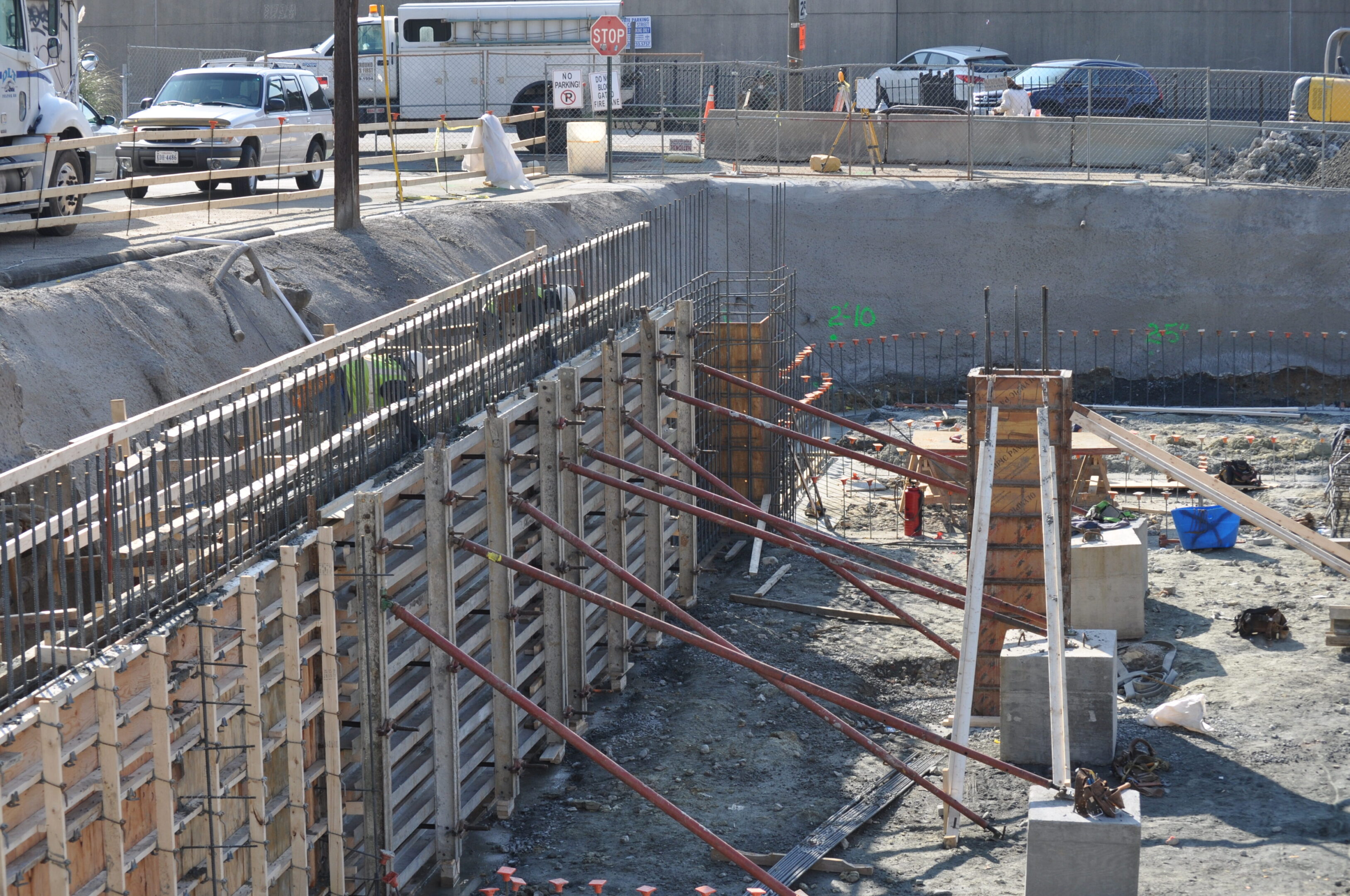 A construction site with many workers on it